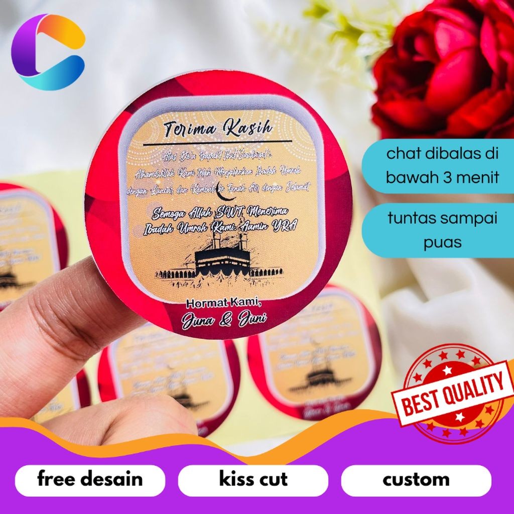 

Cetak INC 2-4 Cetak Stiker Gift From Umroh Sticker Chromo Bulat Naik Haji Label Tasyakuran Hajj