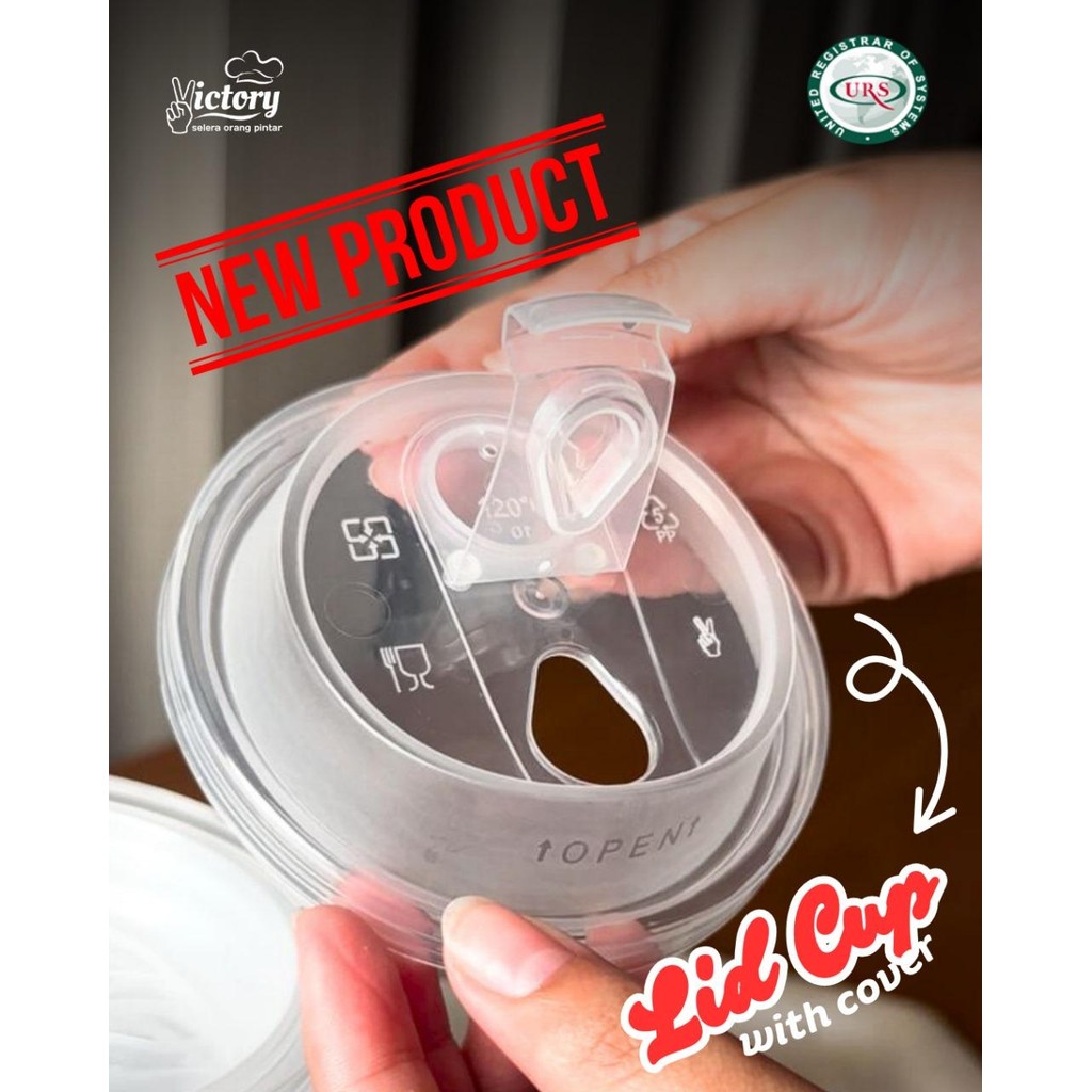 PPS - LID Tutup CUP Gelas PP Injection Leakproof Flip Lid Bening Victory
