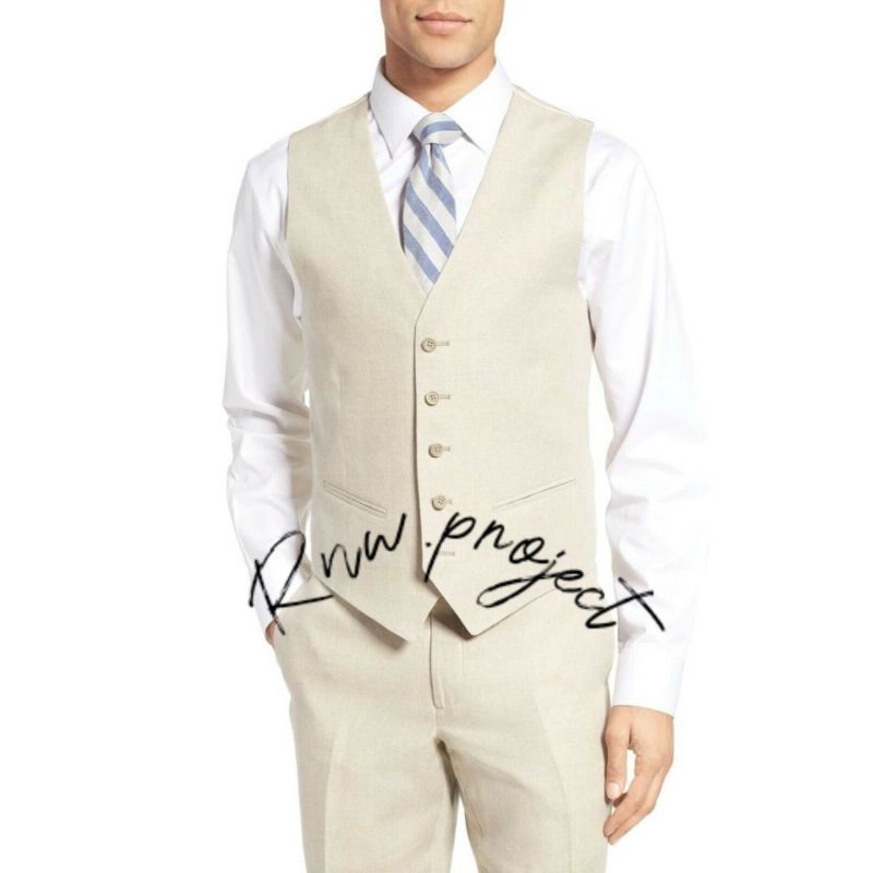 [PREMIUM ORIGINAL] Vest krem khaki rompi dalaman jas pria pesta formal bestman groom coklat muda bro