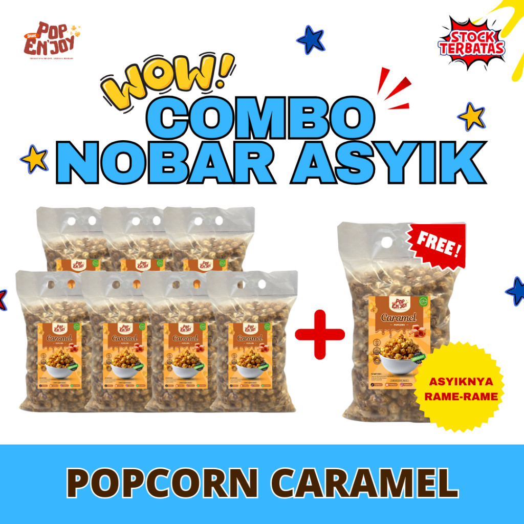 

[7 + 1] POPCORN CARAMEL 500gr - PopENjoy / Manis Crispy Camilan Popkron Snack Jagung