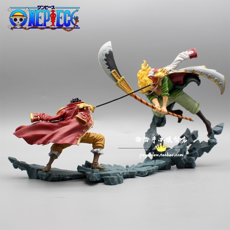 10cm One Piece Anime Figure Dad White Beard Vs. Roger Scene Model Pvc Statue Desktop Decoration Coll