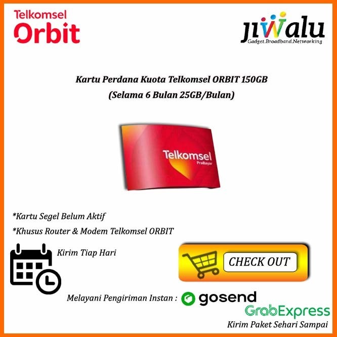 Kartu Perdana Telkomsel Orbit 150GB 25GB/Bulan Selama 6 Bulan