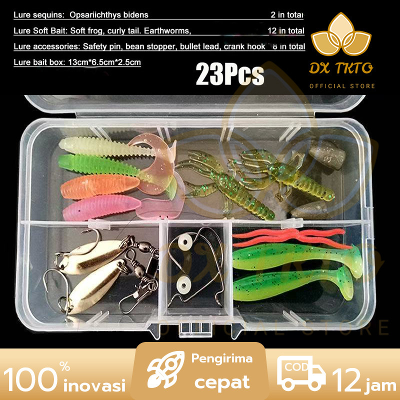 DX TOKO 23Pcs Soft Lure 1set Soft Bait Fishing Lure Umpan Pancing Gabus Umpan Lembut Soft Lure Casti