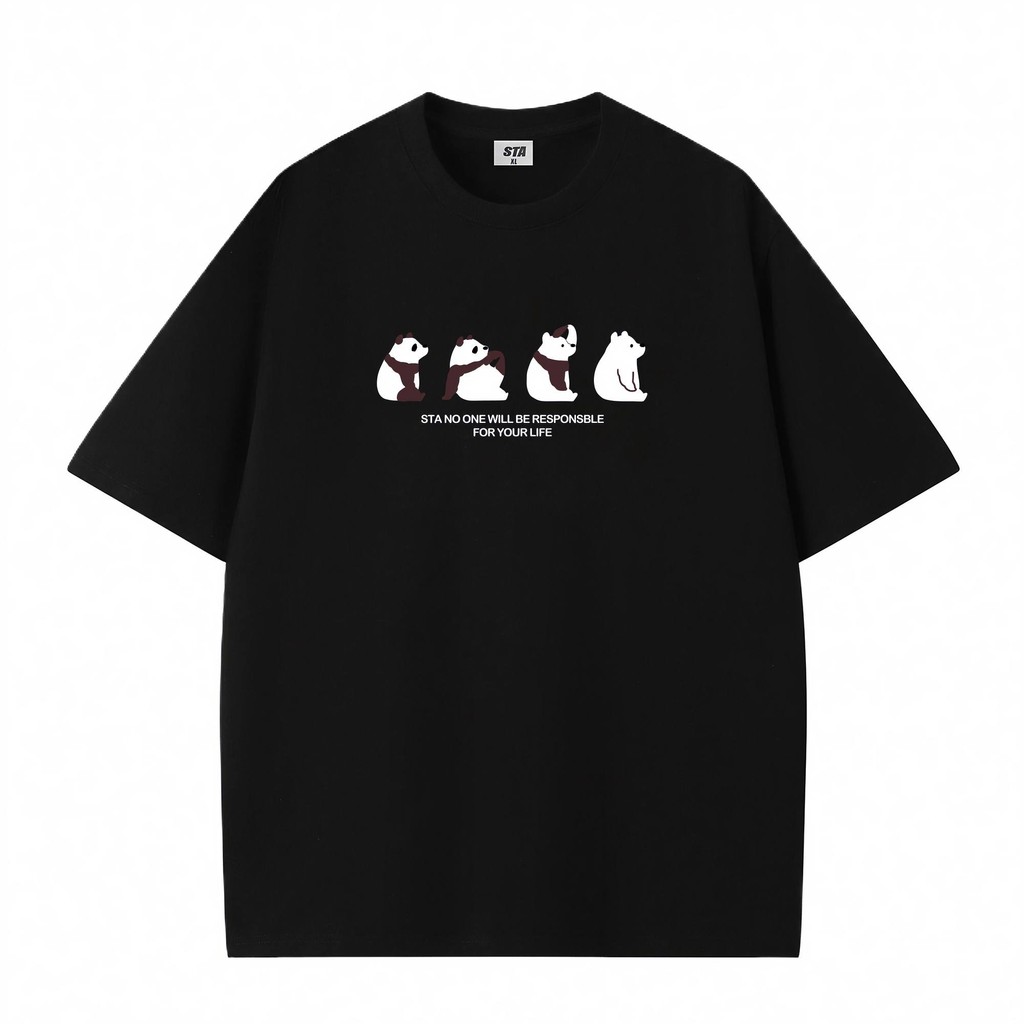 Korea kaos pria wanita T-shirt baju oversize Panda T-shirt distro | Bahan Adem & Lembut | Kaos Unise
