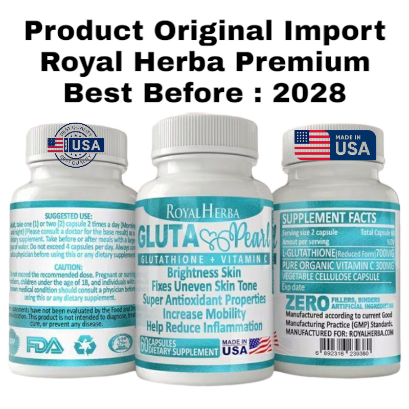 pure gluta perl glutathione vitamin c premium royal herba odd pemutih alami original import