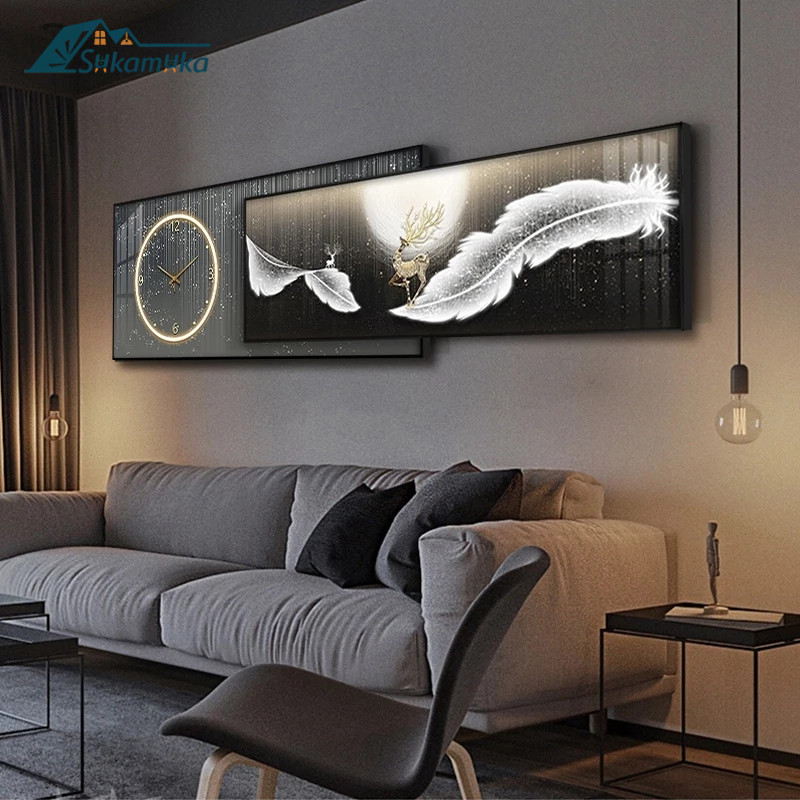 Jam Dinding Besar Mewah Aesthetic 115cm Lampu Hias Dinding Ruang Tamu Jam Dinding Nordic Modern Luki