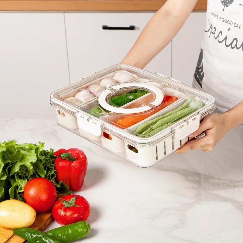 Otak Penyimpanan Kulkas Rak Kontainer Kulkas Tempat Penyimpanan Kotak Dengan Sekat Penyimpanan Beku 