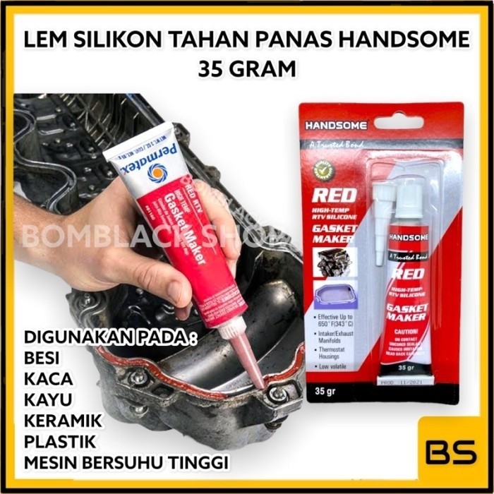 HANDSOME Lem Red Silikon 35 gram Gasket Maker High Temp Red Sealant MERAH 35gr Lem Korea Lem Silikon