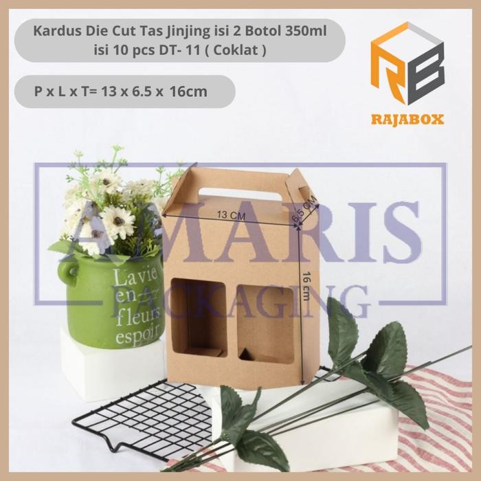 

76_cm Kardus Die Cut Tas Jinjing Botol 350ml x 2 Isi 10 Pcs DT-11 - Coklat