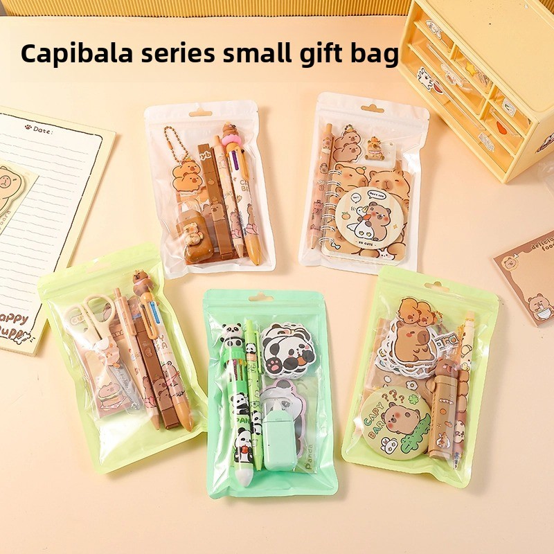 

1 Set Wholesale Capybara Stationery Set Primary School Season Gift Learning Stationery Gift Pack Reward Class Prizes