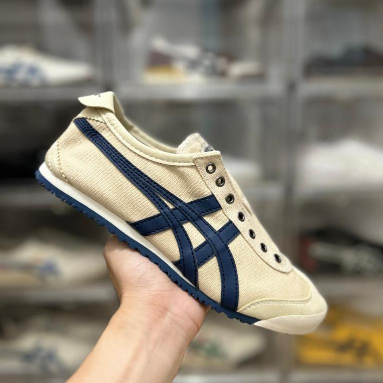 Sepatu Onitsuka Slip On Cream Navy TERLARIS