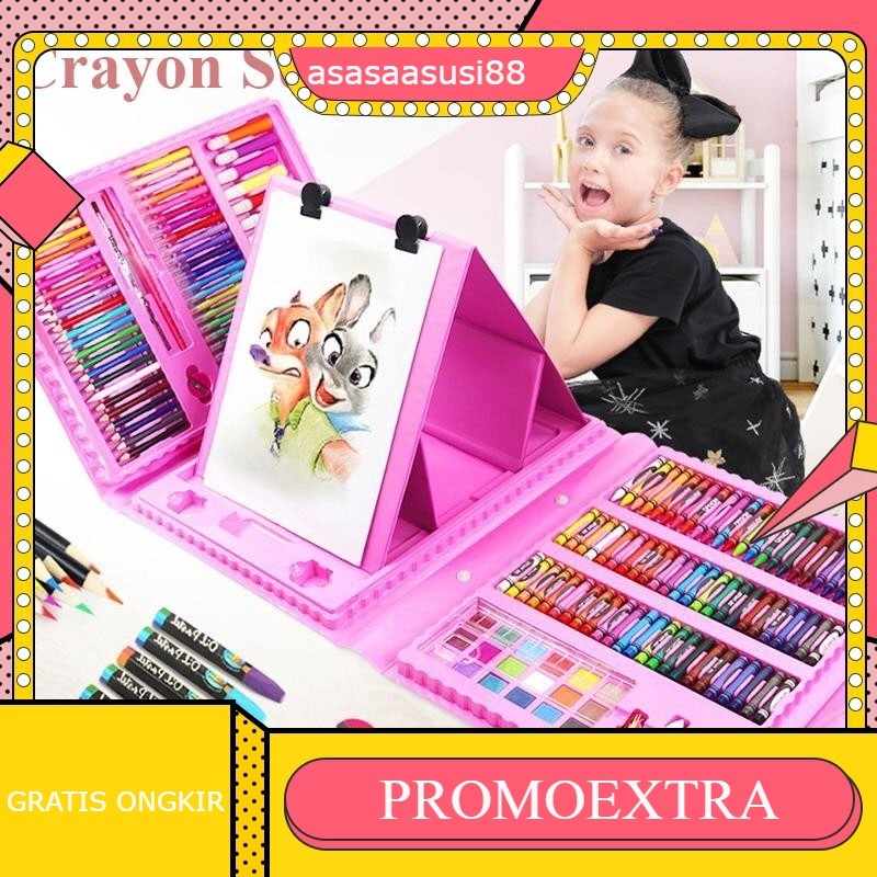 

Art set 208 Pcs crayon alat melukis gambar Set Drawing Koper Gulali / Set Alat Gambar Anak Crayon Gambar Pensil Warna 208 Buah Art Set