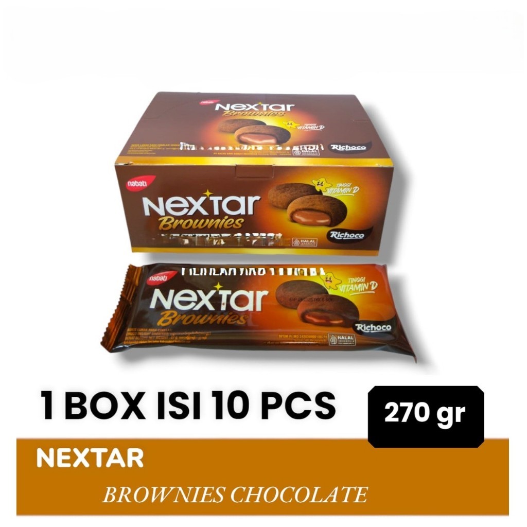 

NABATI NEXTAR CHOCO BROWNIES 10 X 27 GR GRAM DUS BOX COKLAT COOKIES CHOCOLATE SNACK MAKANAN RINGAN CEMILAN ANAK GROSIR MURAH KILOAN BISKUIT KUE DM