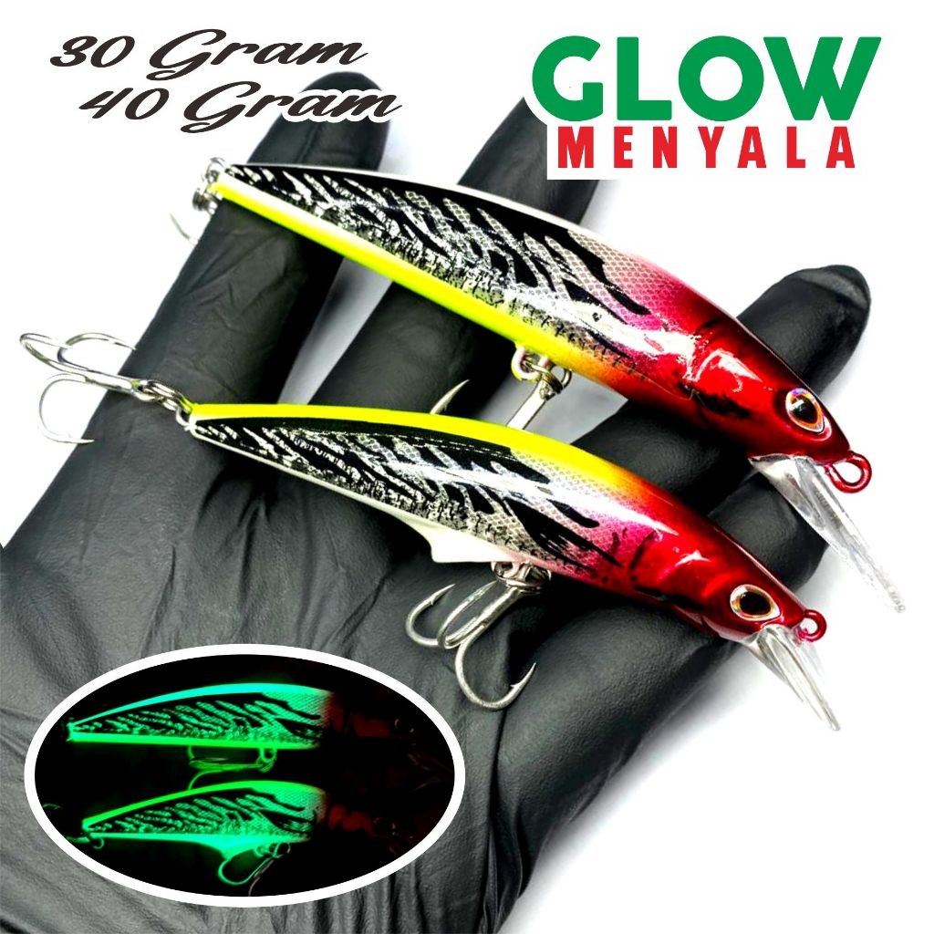 Umpan Casting Minnow 30g 40 Gram Sinking Glow In The Dark