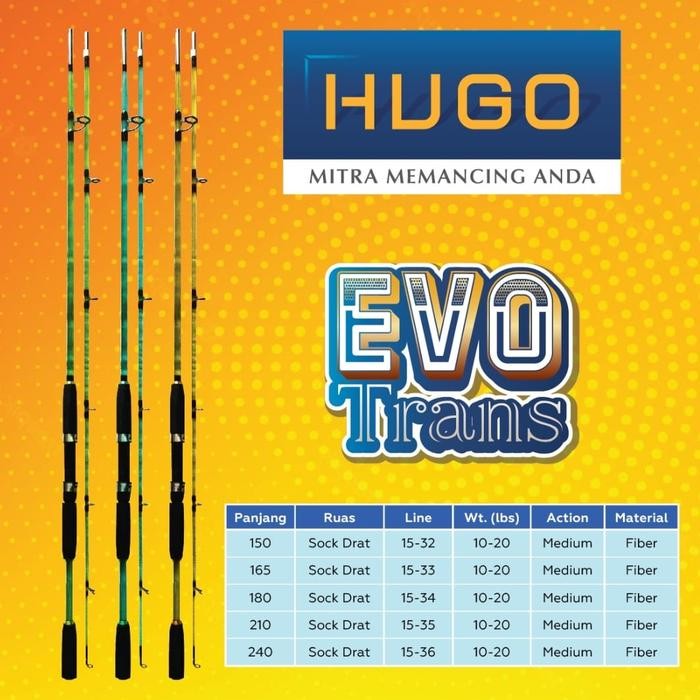 joran hugo evo trans drat 150 165 180 joran fiber bening drat - 180cm