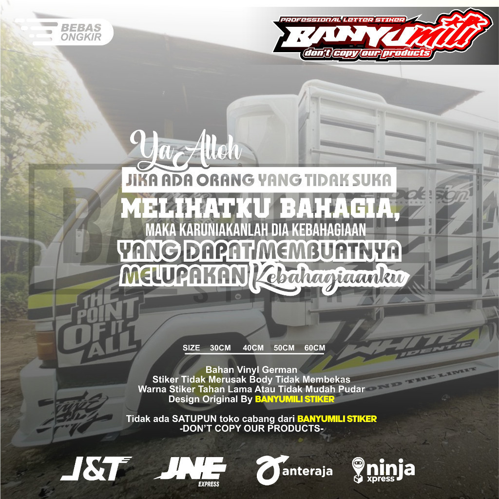 Stiker kata truk cutting variasi kaca mobil pickup truk stiker kata kata kaca truk mobil