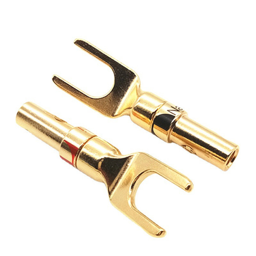 Konektor Jack Banana Plug Speaker Audio Nakamichi U / Y Shape (Hitam & Merah)