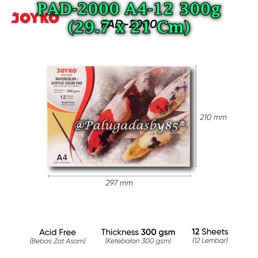 

(1 Biji) GROSIR Sketch Book JOYKO PAD-2000 A4-12 300 Gsm / Joyko Watercolor Pad Buku Gambar Cat Air