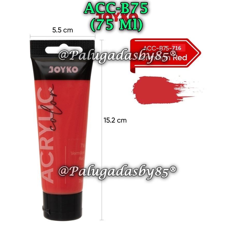 

(1 Biji) GROSIR Cat Akrilik JOYKO ACC-B75-716Vermilion Red / Cat Akrilik Acrylic Color Joyko ACC-B75