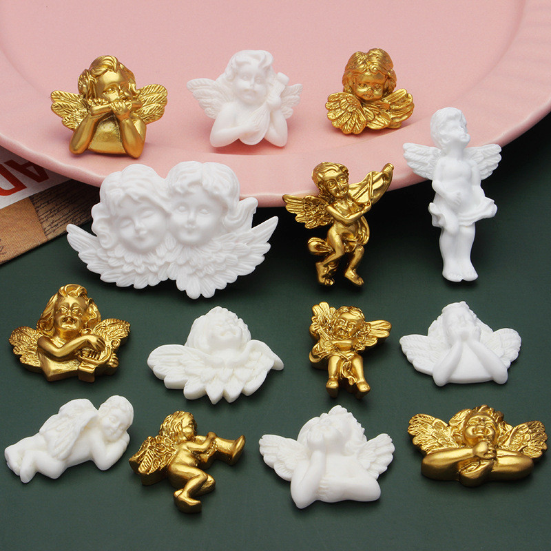 

10pcs/lot Mini Cupid Angel DIY Resin Cabochon for Earring Necklace Pendant Flatback Christmas Decoration Children's toys