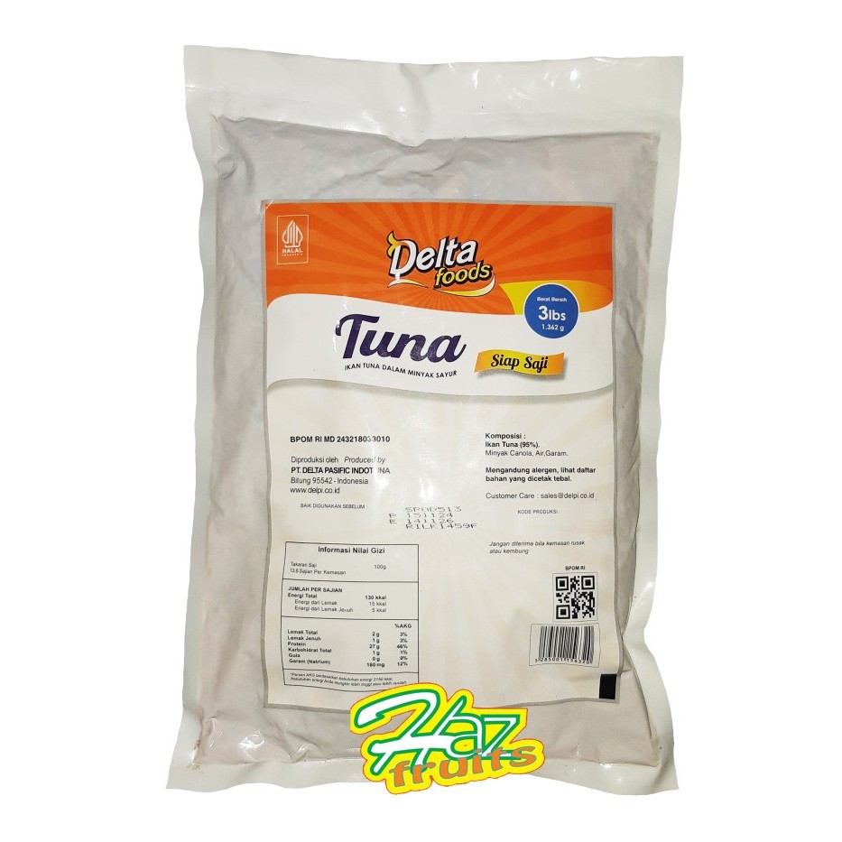 

Tuna Delta Foods 1,362 Gram | Ikan Tuna Dalam Minyak Sayur