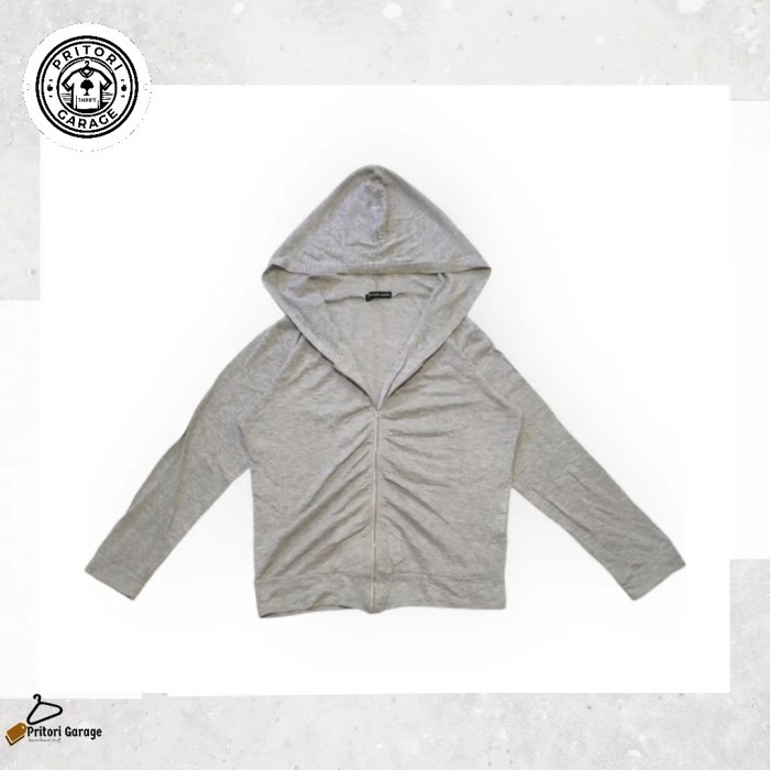 Zipper Hoodie Light Fleece Crop Jacket Fortune Cookies Light Grey Color Vintage M