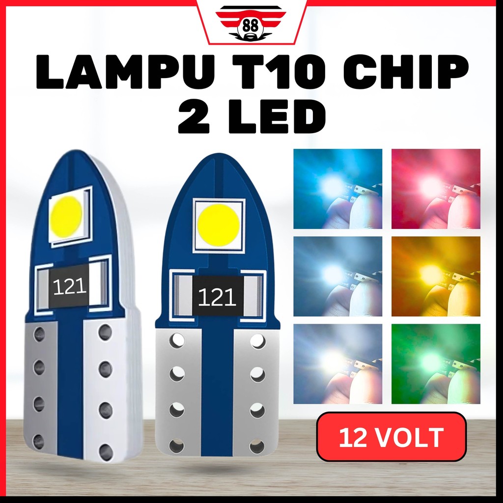Lampu Senja T10 2 LED 12v Lampu Sein Chip 2 Titik Colok SMD Mobil Motor Truk Kendaraan Super Bright