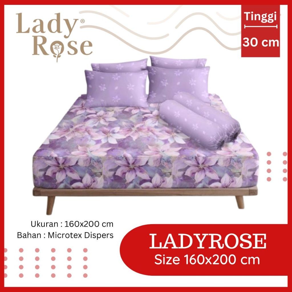 RC READY Sprei Lady Rose Ukuran 160x200 Motif Bunga Minimalis