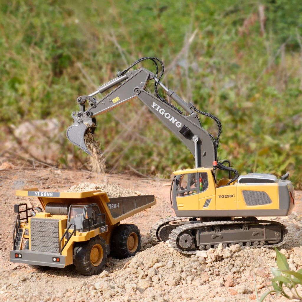 Ready POP✨Excavator Remote Control Besi 11CH 2.4HZ RC Excavator Bego Mainan RC Dump Truk Road Roller