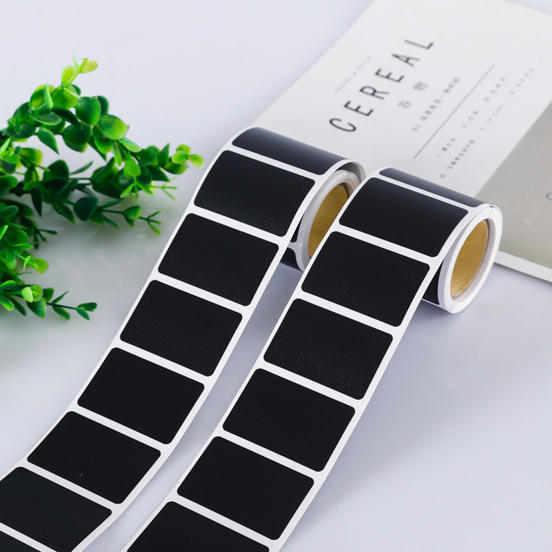 

【SIAP】300pcs/roll Stiker Label Chalkboard Hitam PVC Waterproof / Stiker Label Hitam Multifungsi