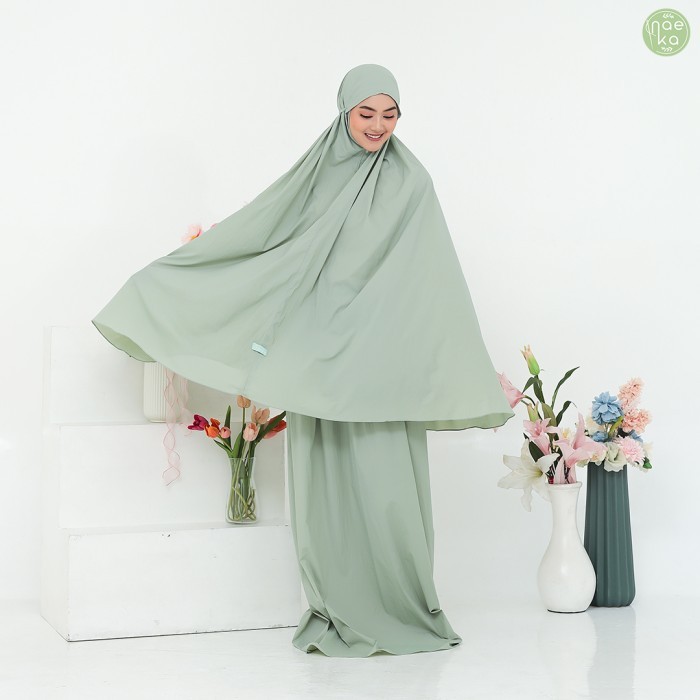 TLDX47~[warung.unun] Mukena Haniyah Naeka Genggam Mini Travel Fiendly 2in1 Free Box - Sage Green