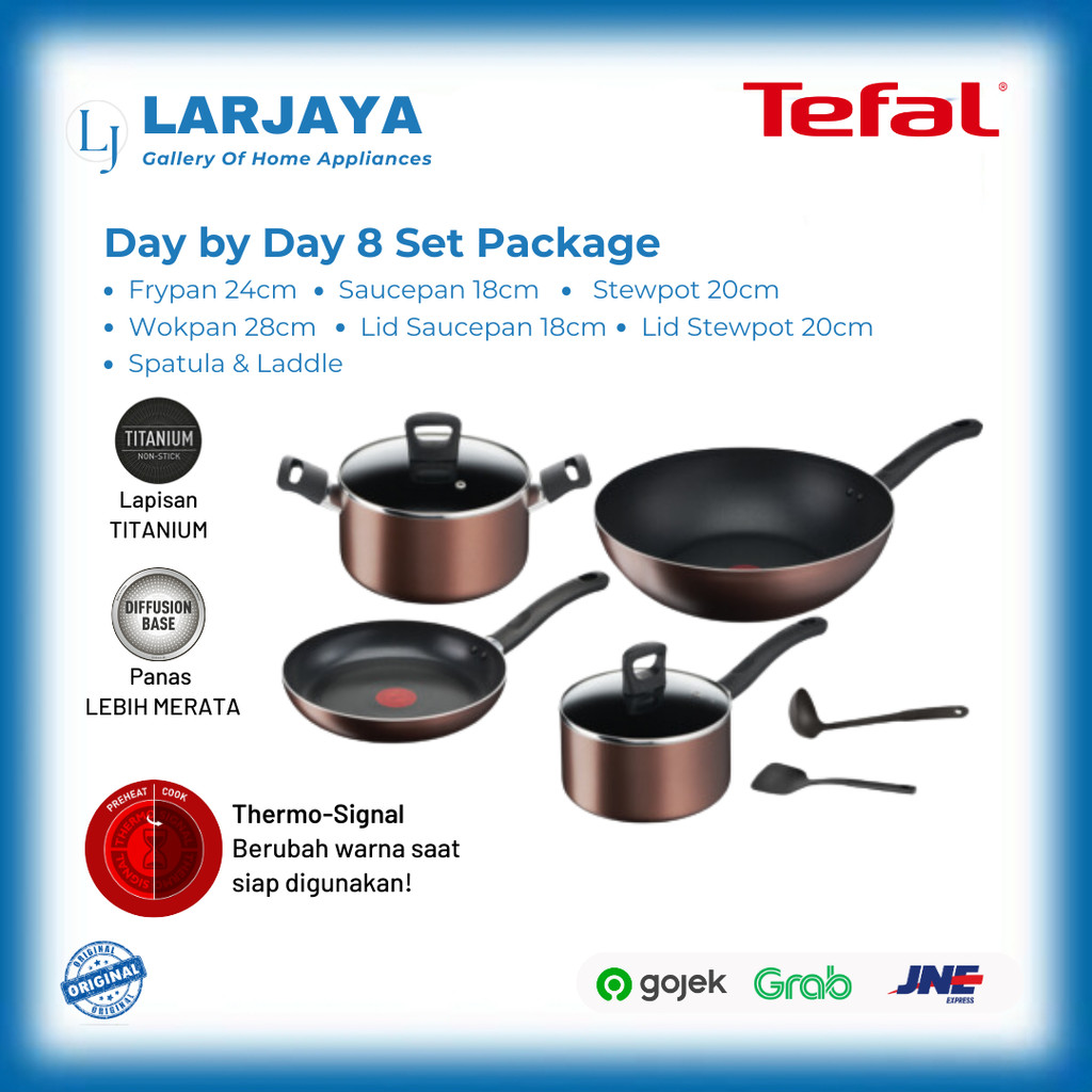 Tefal  Cookware 8 Set Day by Day | Wajan Anti Lengket