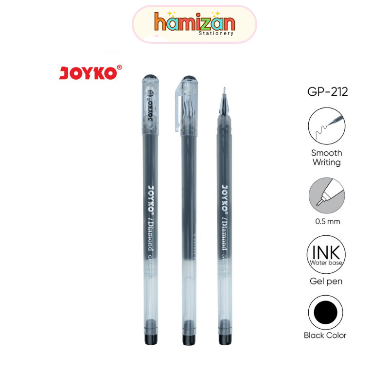 

( 12 pcs ) Gel pen pulpen gel I-diamond GP-212 Gp212 idiamond I diamondJoyko / Gel Pen / Pulpen / Pena Joyko GP-212 / iDiamond / 0.5 mm - Hitam