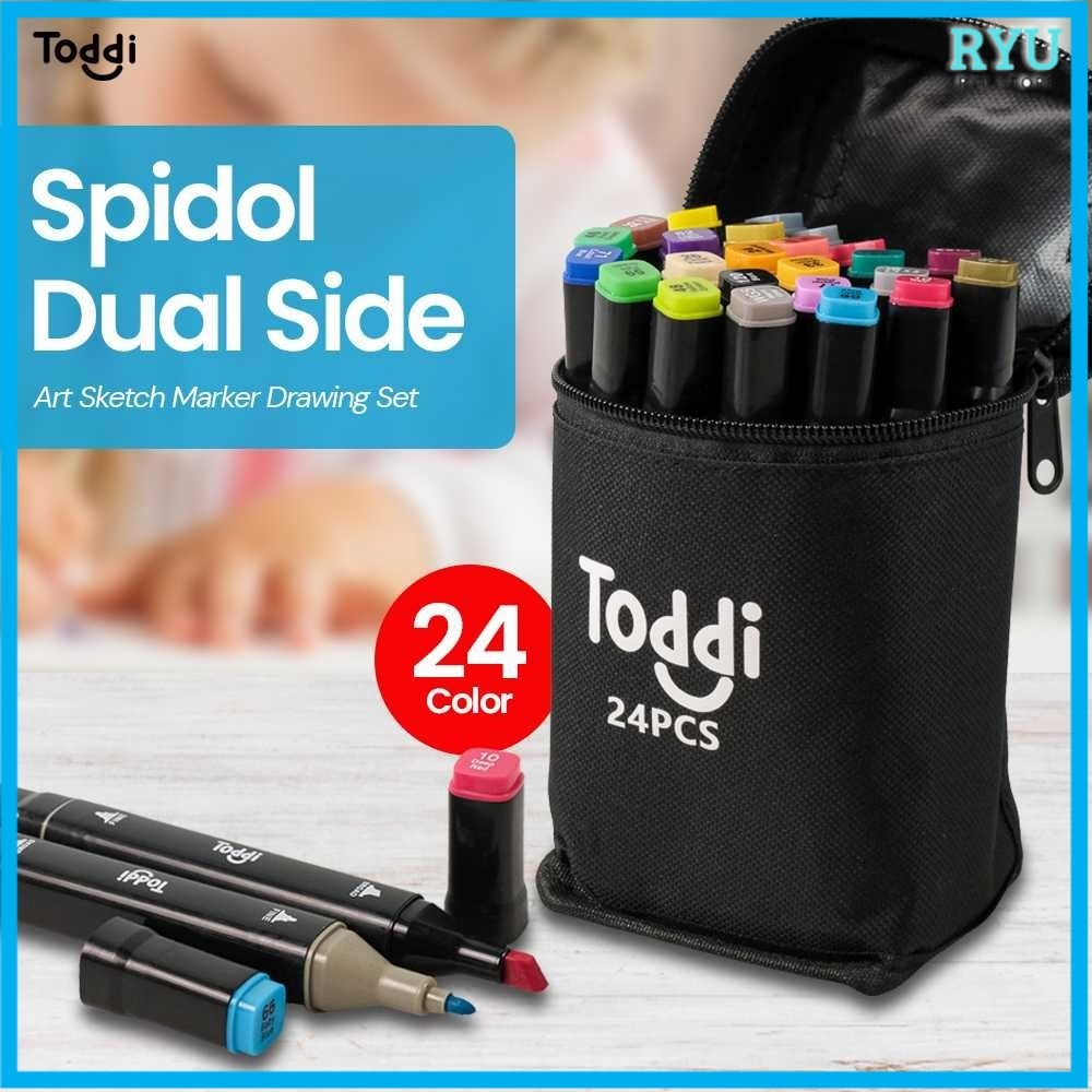 

Toddi Spidol Dual Side Fine Art Marker Brush Double Tip 1.0mm 6.0mm