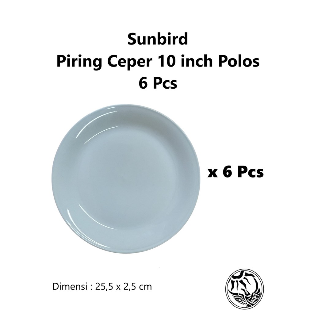 Sunbird Piring Ceper Polos10 inch Tebal (6 pcs)
