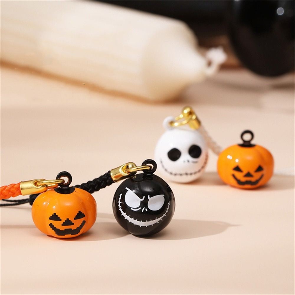 

Bell Pendant Phone Bell Straps Halloween Phone Charm Mobile Phone Straps Ghost Face Metal Phone Lanyard DIY Keychain
