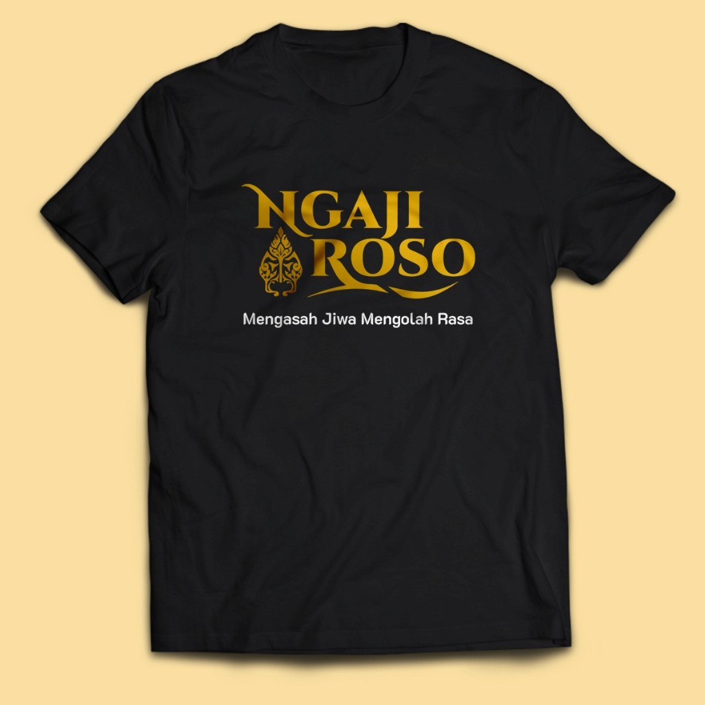Kaos Pria NGAJI ROSO Tulisan Jawa Dewasa Baju Atasan Unisex PakeKaos