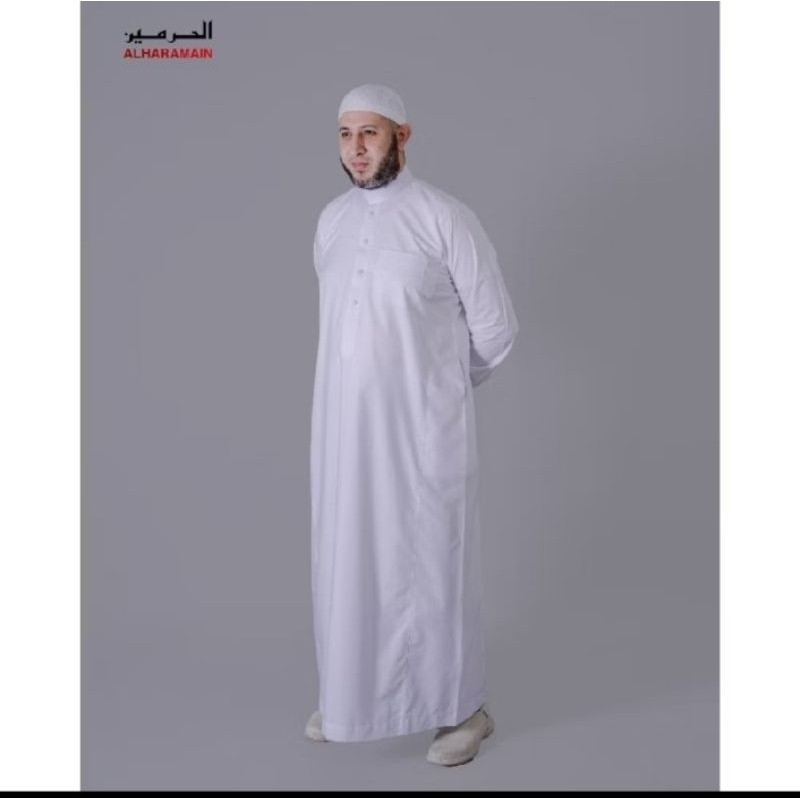 AL Haramain Jubah / Gamis Pria Dewasa Slimfit Manset Premium Series (108) | Putih | Putih Tulang