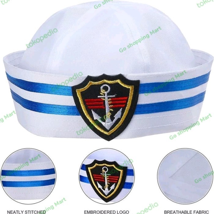 Topi Pelaut Bahan Katun  Warna Putih Untuk Pria Dan Wanita - Model #1