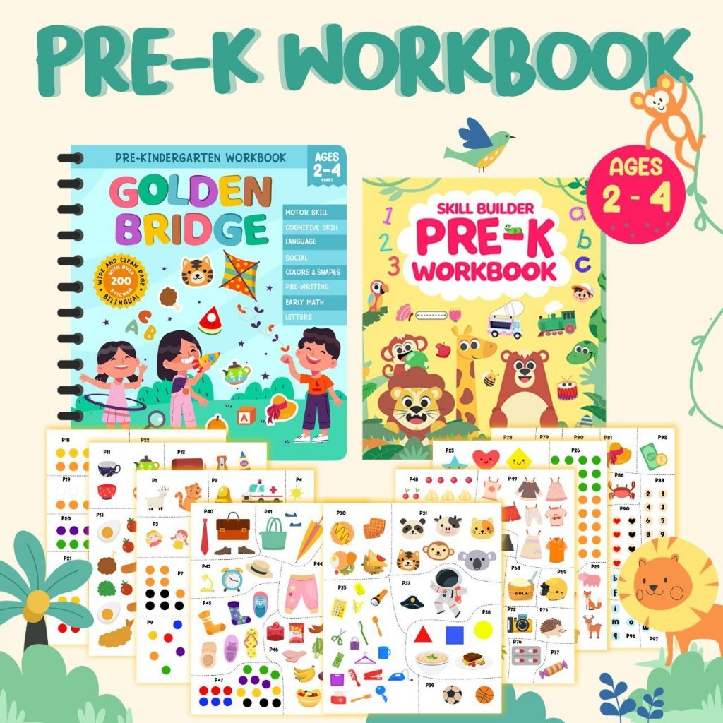 2 buku Paket Workbook golden bridge wipe and clean pre-k workbook edukasi PAUD TK kado belajar  anak