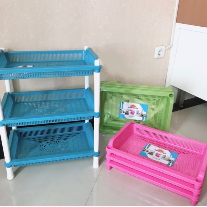 Sunrise Rak Serbaguna Susun 3 - Rak Bumbu Plastik Jumbo Dapur Luxury