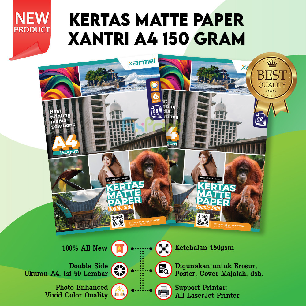 

Kertas Matte A4 150gsm 1 pack/ 50 Lembar Paper Double Side Termurah