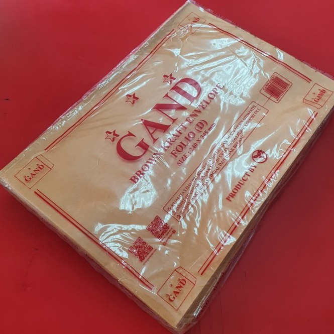 Amplop Coklat Folio / F4 Gand - 1 Pak Isi 100 Lembar