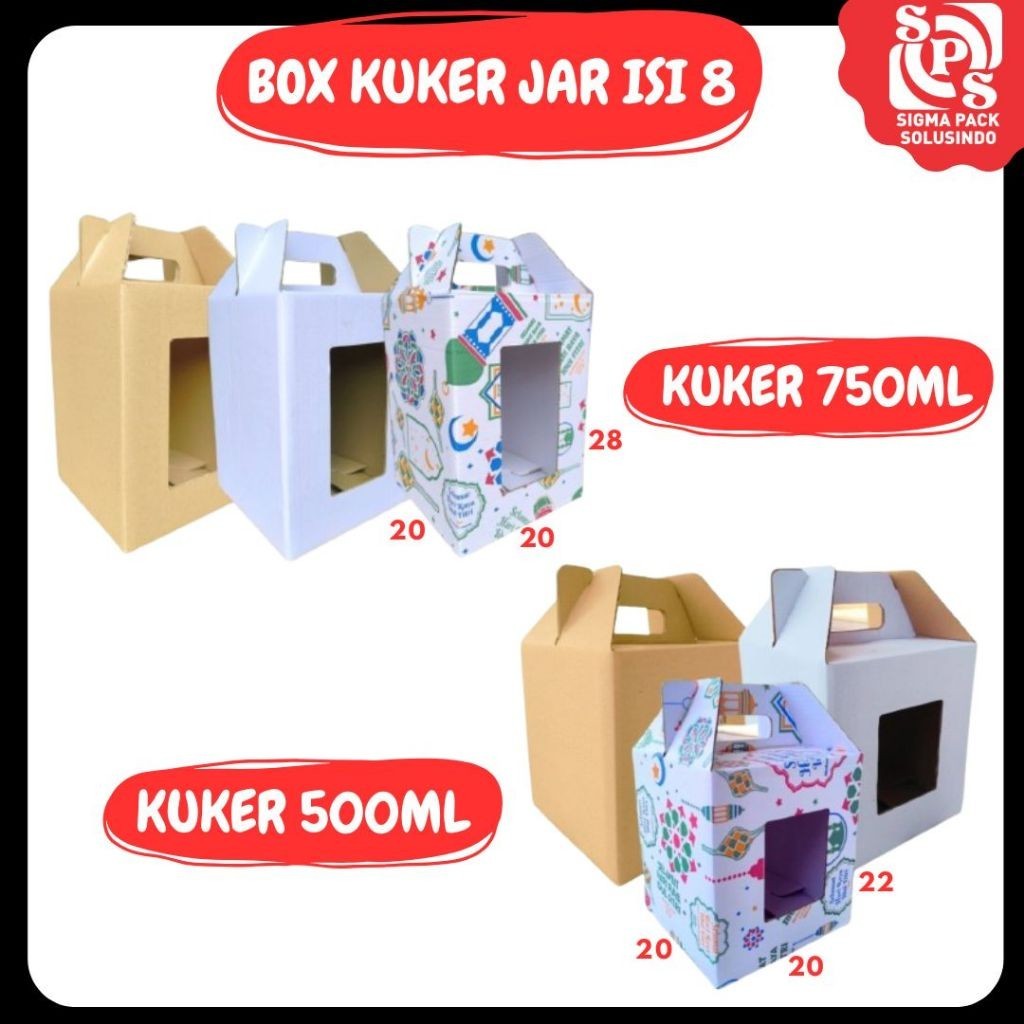 

Box 20x20x28 / 20x20x22 Jinjing KUKER TOPLES JAR 500ml/750ml ISI 8 Kardus Idul Fitri Lebaran Hampers/Ied Mubarak/Box Boneka/Hampers Kue Kering MEDIAKIT