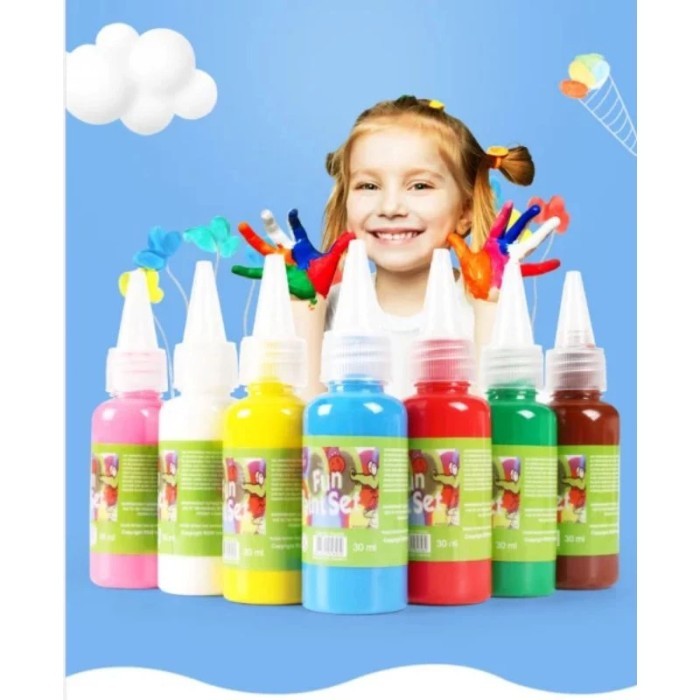

60ml FUN FINGER PAINT CAT TANGAN ANAK FUN PAINTSET non toxic - Putih