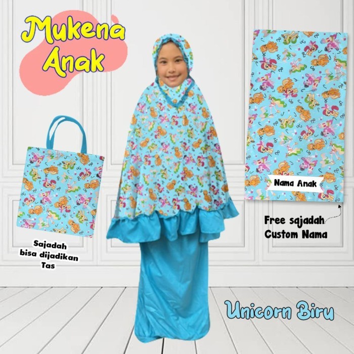 Mukena Anak perempuan katun Mukena sajadah custom nama motif karakter - Mukena Bintang