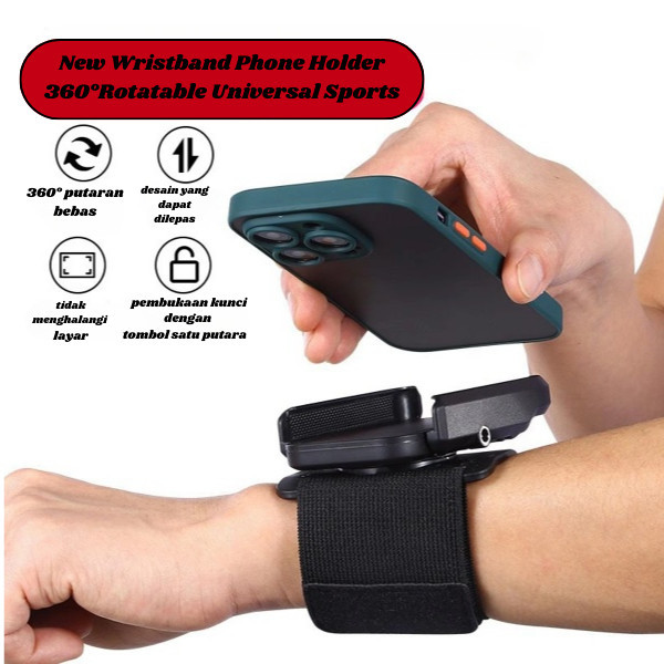 Wristband Phone Holder 360° Rotatable Universal Sports Holder HP Tangan Lengan