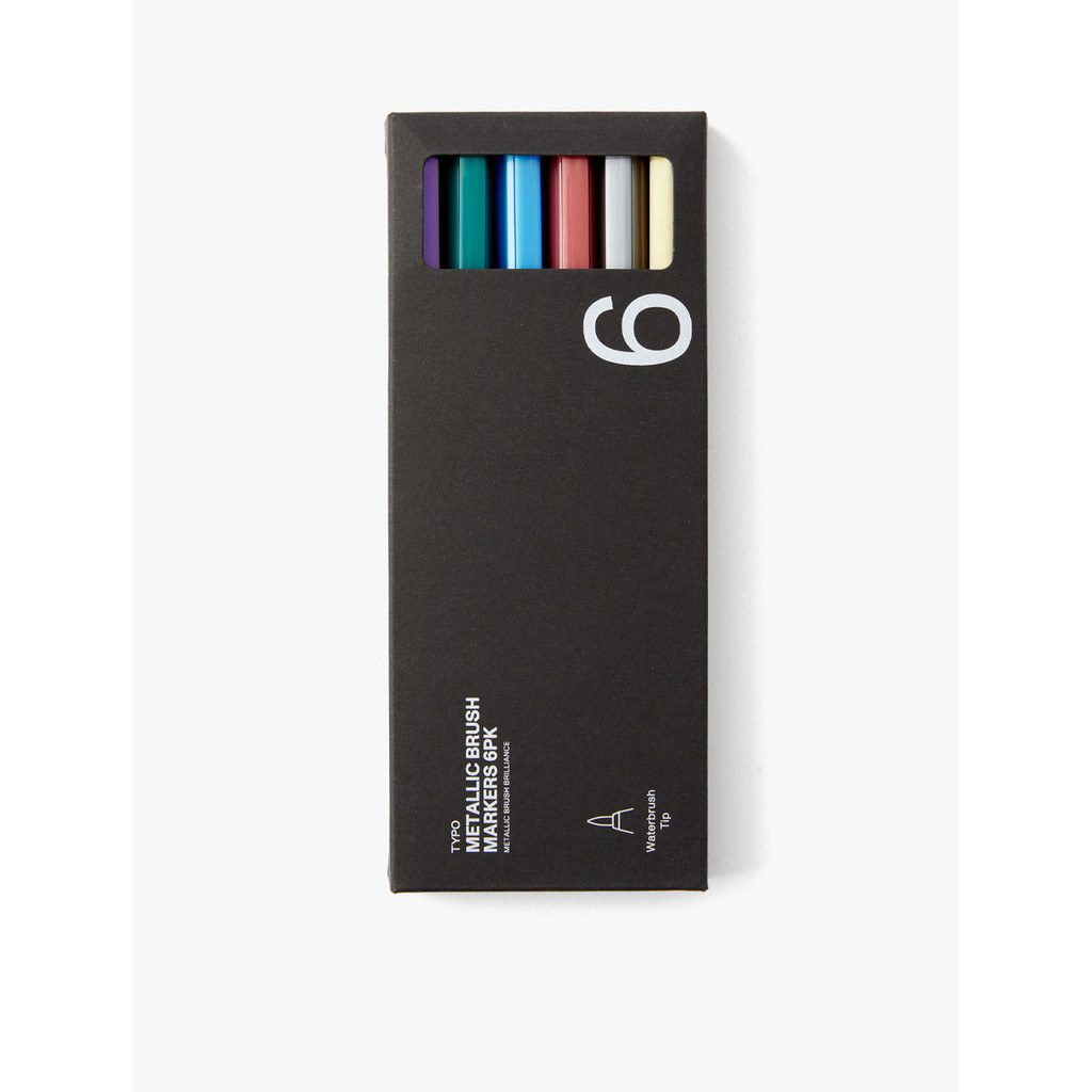 

Typo - Buku & Alat Tulis - Metallic Brush Markers 6Pk