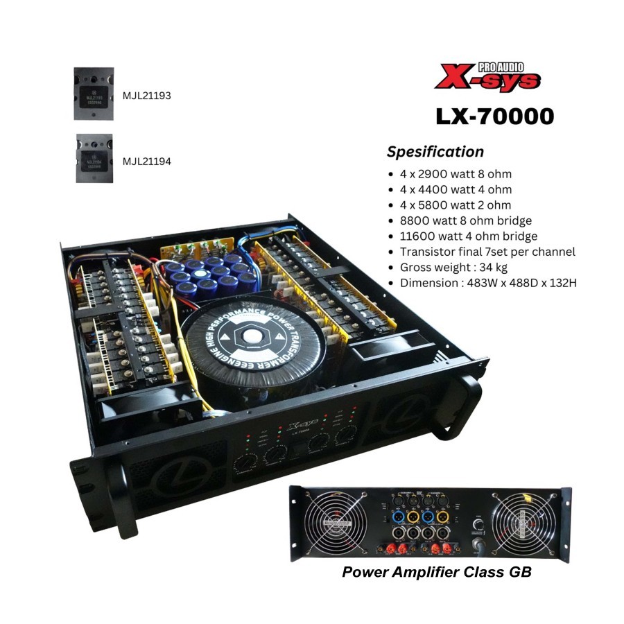 POWER XSYS LX 7000 X-Sys Power Amplifier LX70000 LX-70000 GB Class