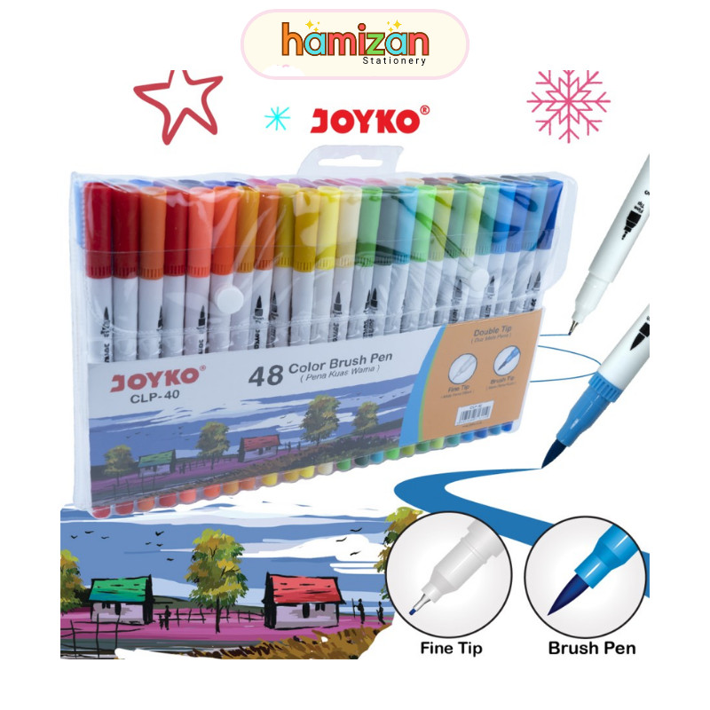 

Joyko Brush Pen 48 Color / Kuas Spidol Set 48 Warna CLP-40 Dual Tip CLP40 ( 2 kepala )